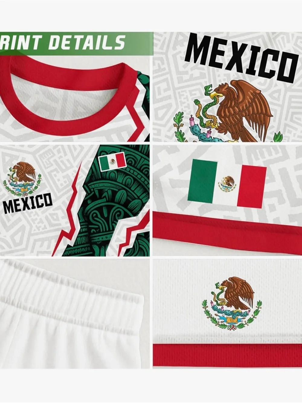 Mexico Kids' Soccer Jersey and Shorts Set - White & Green